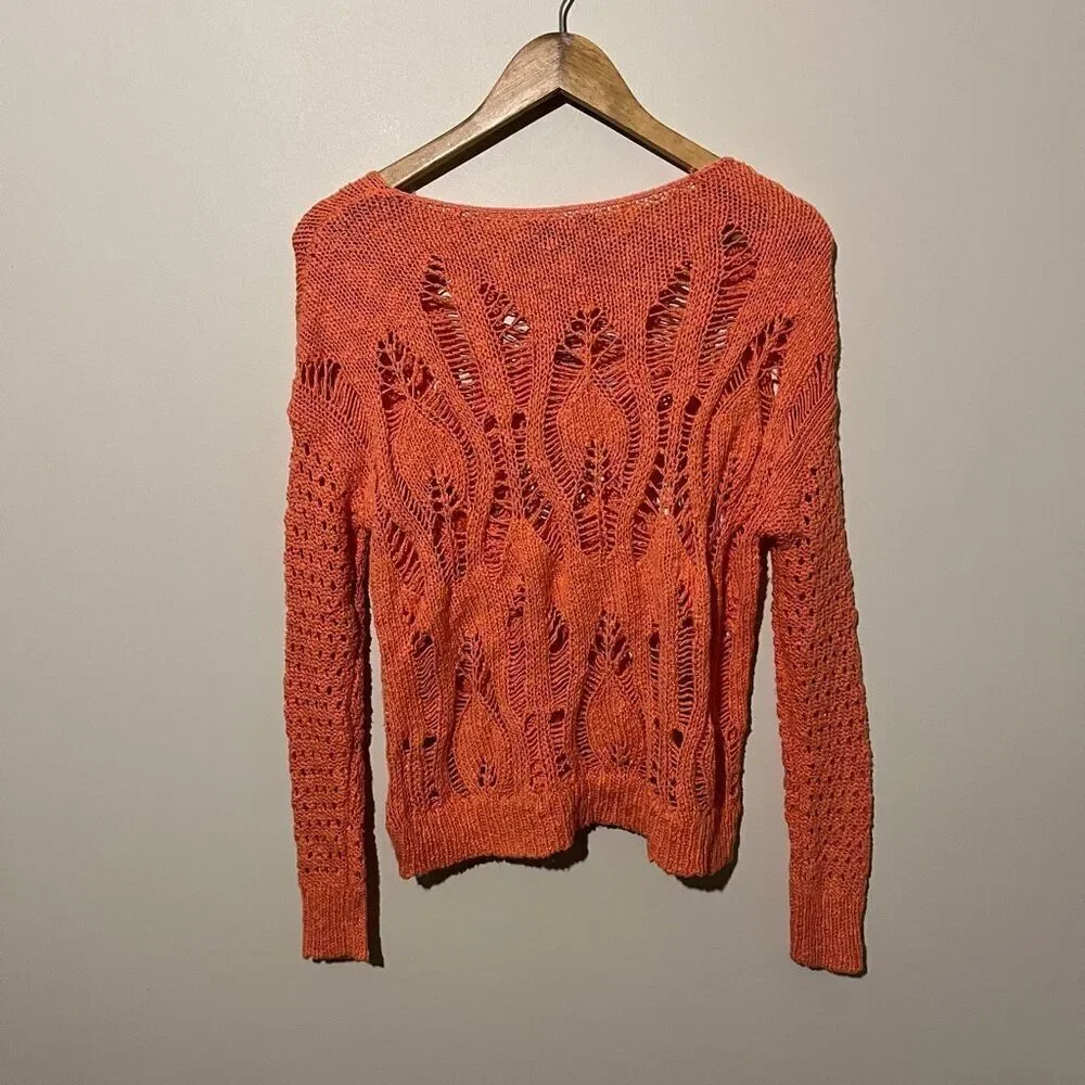 American Eagle Outfitters Coral Open-Knit Sweater NWT XS Coastal Cowgirl Beach B
